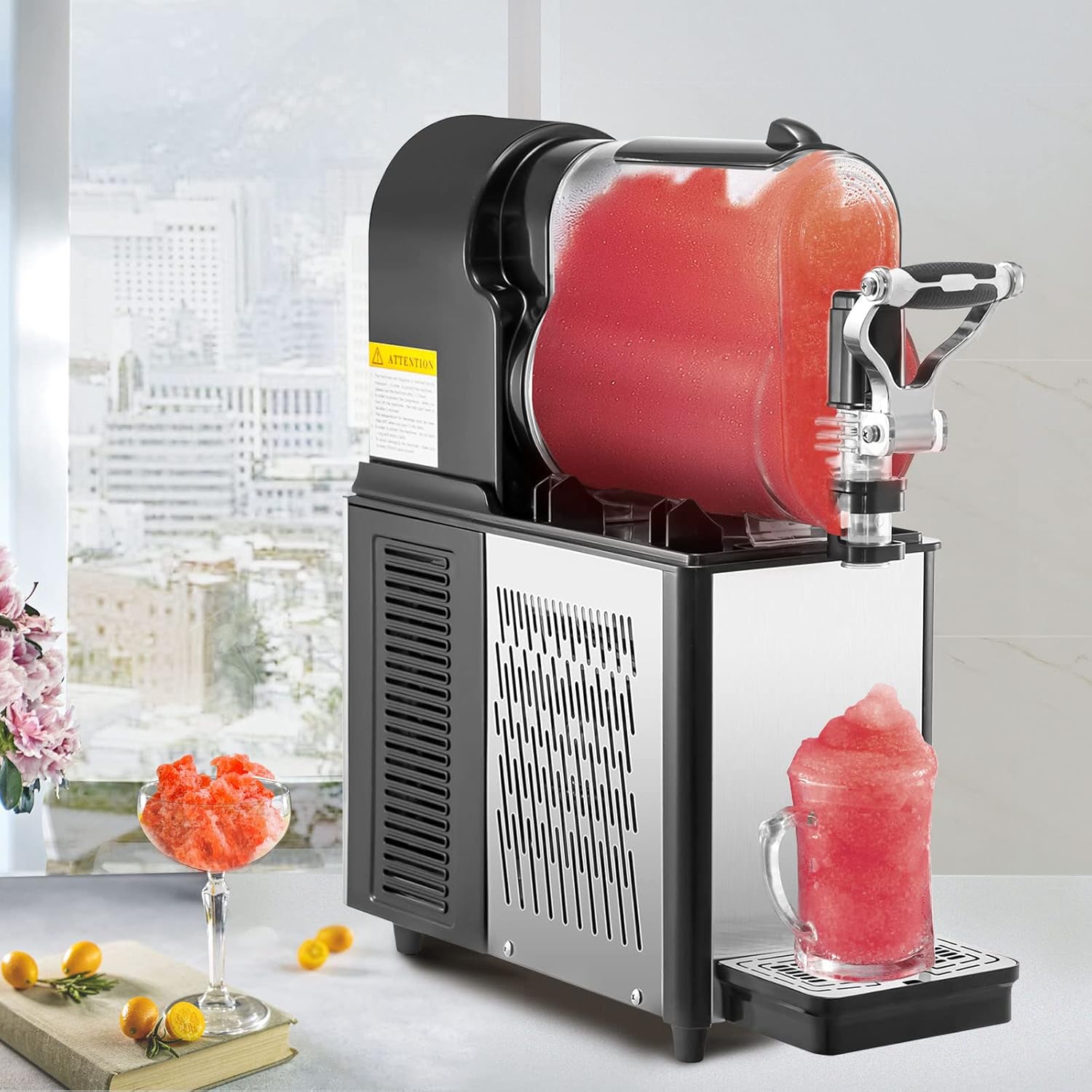 VEVOR Commercial Slushy Machine, 3L/0.8 Gallons Food-Grade PC Tank, 290W 110V, Stainless Steel Smoothie Frozen Drink Maker