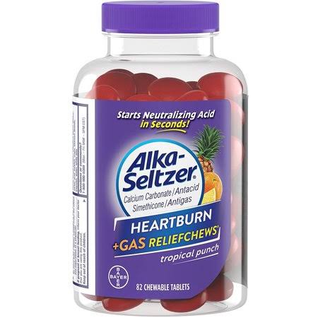 Alka-Seltzer Heartburn + GAS Relief Chews, Tropical Punch, 82 ea (Pack of 6)