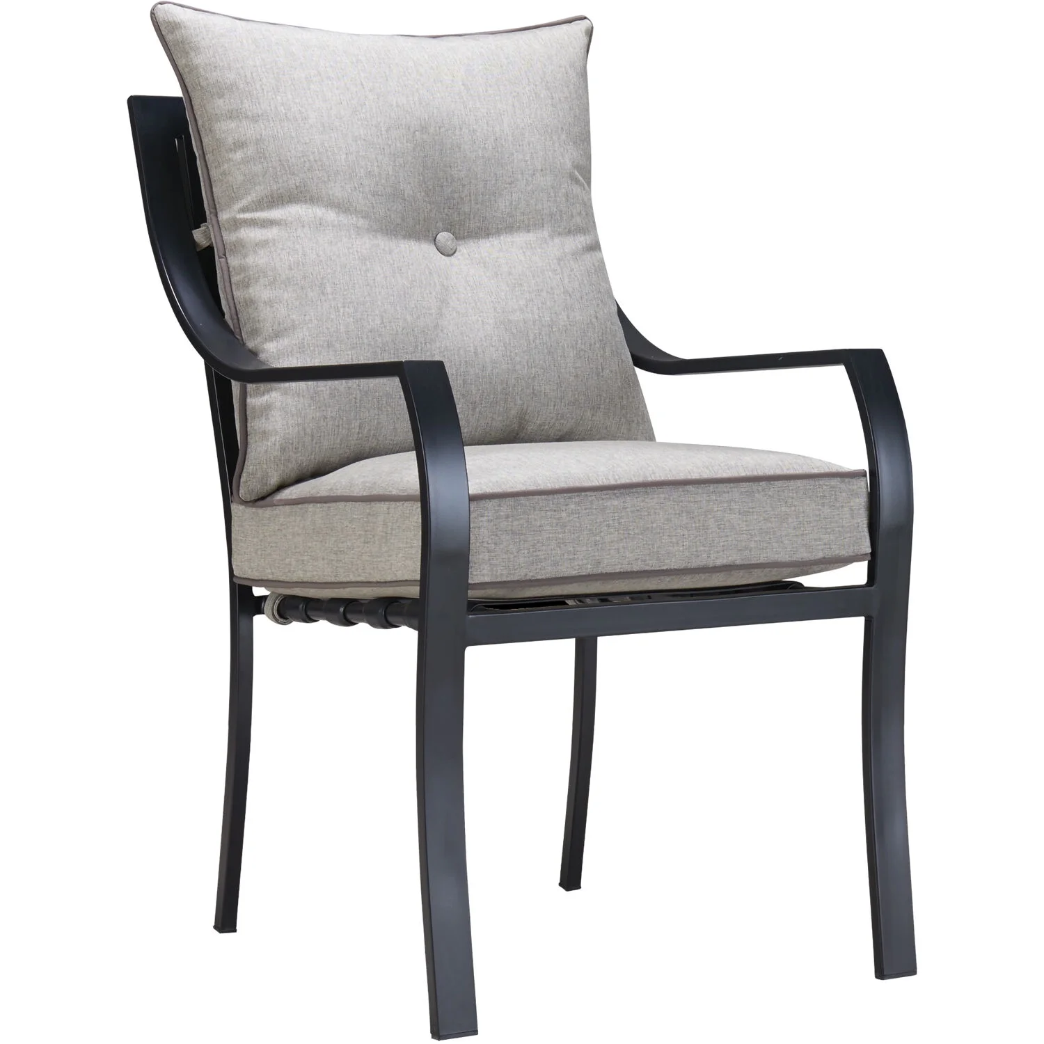 Hanover Lavallette 7-Piece Modern Outdoor Dining Set with Umbrella | 6 Cushioned Swivel Rocker Chairs | 66'' x 38'' Glass-Top Table | Weather
