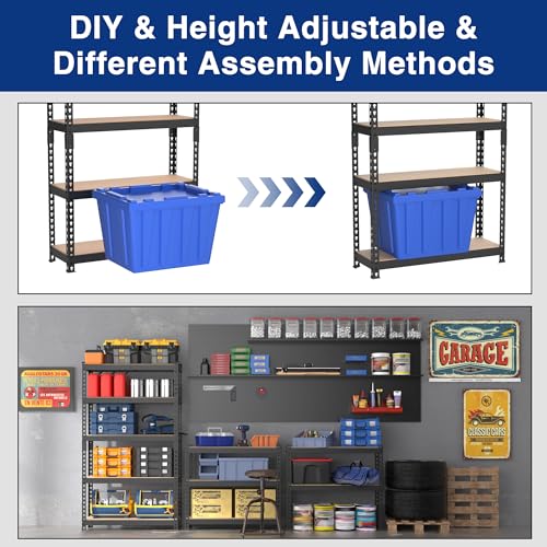 WORKPRO 5-Tier Metal Shelving Unit, 48”W x 24”D x 72”H, Heavy Duty Adjustable Storage Rack, 4000 lbs Load Capacity (Total), for Garage, Basement