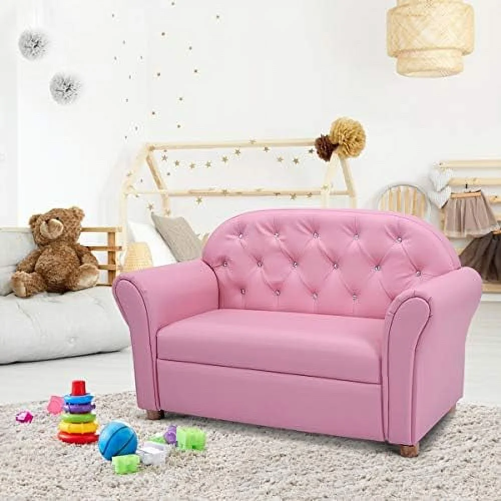 HOOMHIBIU Sofa  PU Leather Upholstered  Sturdy Wood Construction  Armrest Chair for Preschool Children Sofas  37''x17''x22.5''