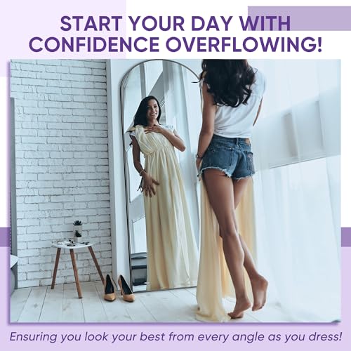 Full Length Mirror, 76"x34" Arched Floor Mirror Freestanding, Floor Standing Full Body Mirror with Stand for Bedroom