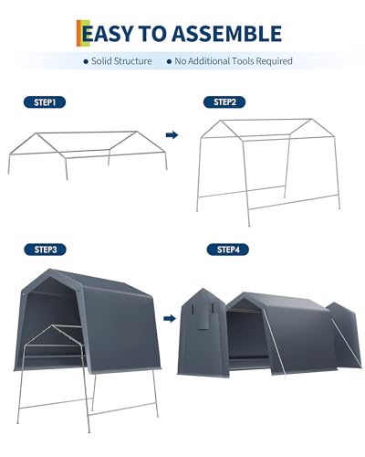 7x10 FT Portable Outdoor Storage Shed with 2 Roll-Up Zipper Doors & Vents, 240G Heavy-Duty Shelter Waterproof PE Tarp