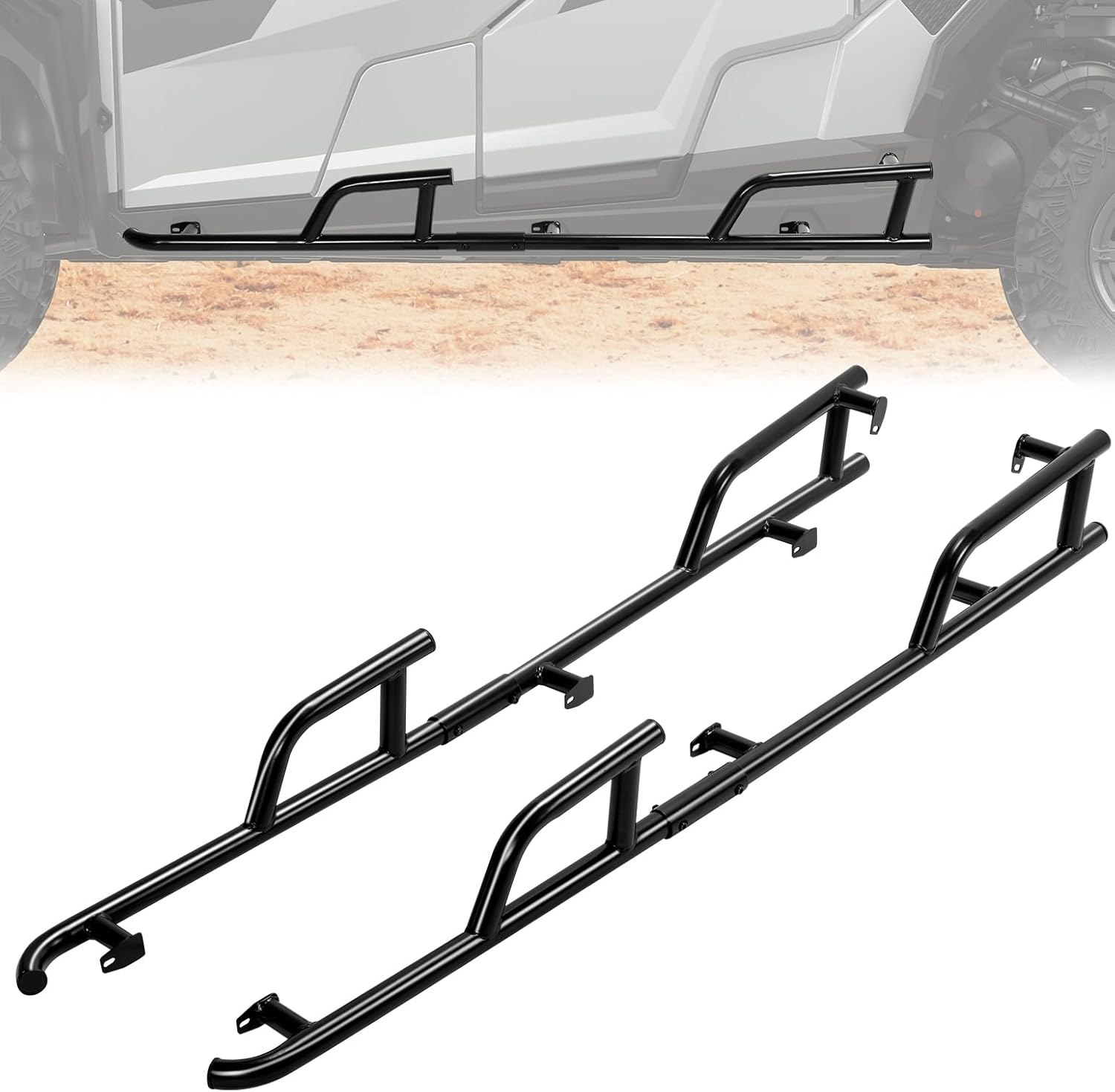 KEMIMOTO Upgrade 4 Seater Rock Sliders Nerf Bars Compatible with Polaris General 4 1000 XP 4 1000 2017-2024 Black Steel Tubing Side Bumper Protection