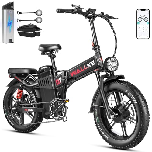 Wallke H9 AWD 3200W Dual Motor Electric Bike for Adult, 48V 82Ah/60Ah Sam-sung Cell Battery, 240-130 Mile 34MPH Fast Ebike