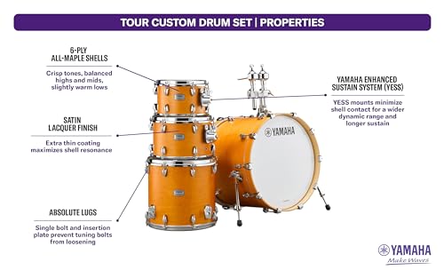 Yamaha Tour Custom Maple 4pc Standard Shell Pack, Chocolate Satin