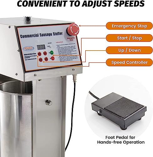 Hakka Commercial 22LB Stainless Steel Electric Sausage Stuffer and Vertical Sausage Filling Maker