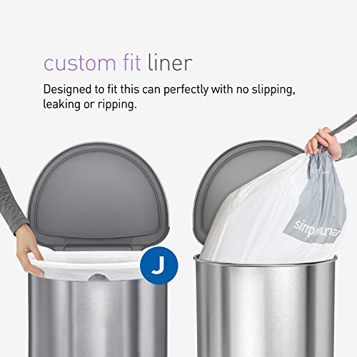 simplehuman 45 Liter / 12 Gallon Semi-Round Automatic Sensor Trash Can, Brushed Stainless Steel