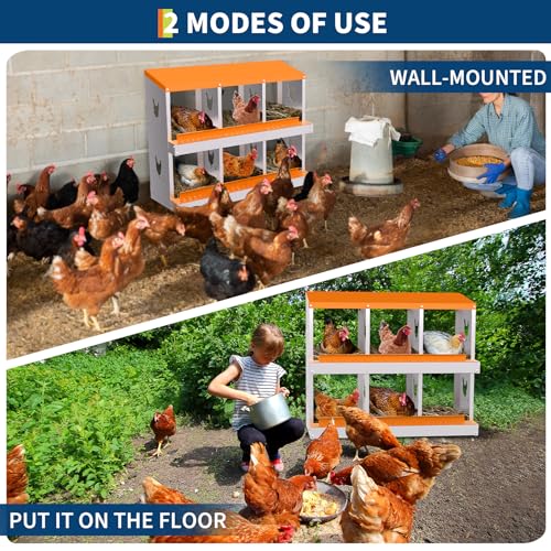 Garvee Chicken Nesting Box with Removable Tray, 8 Compartment Nesting Boxes for Chickens, Easy to Clean and Install