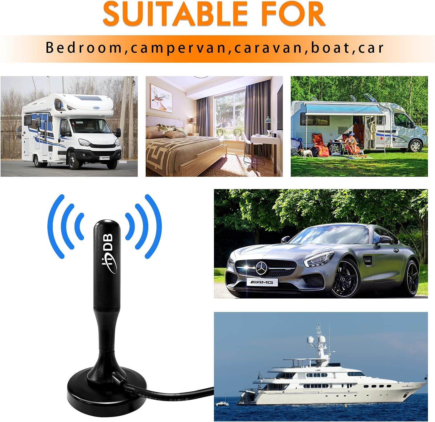 TV Antenna, HD Digital TV Antenna Indoor Outdoor, 360° Reception & Strong Magnetic Base Digital HDTV Antenna