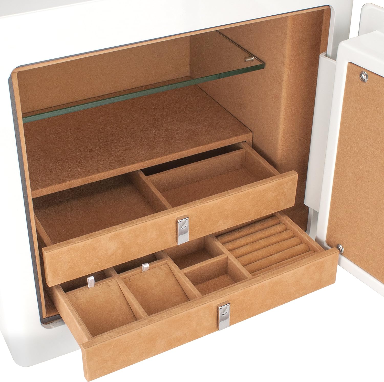 New Barska Steel Fireproof Jewelry Drawer Security Safe Cabinet with Organizer, White