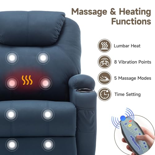 Recliner Chair, Rocking Chair with Massage and Heat, 360° Swivel Recliner Chairs for Adults