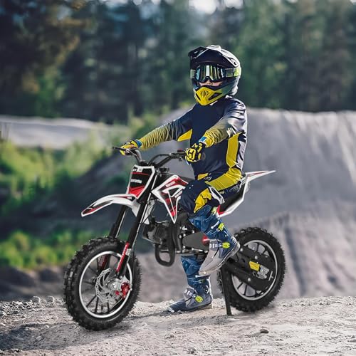 Kids Dirt Bike,50CC 2-Stroke Dirt Bike For Kids,Gas Powered Off-Road Mini Bike with Front & Rear Disc Brake