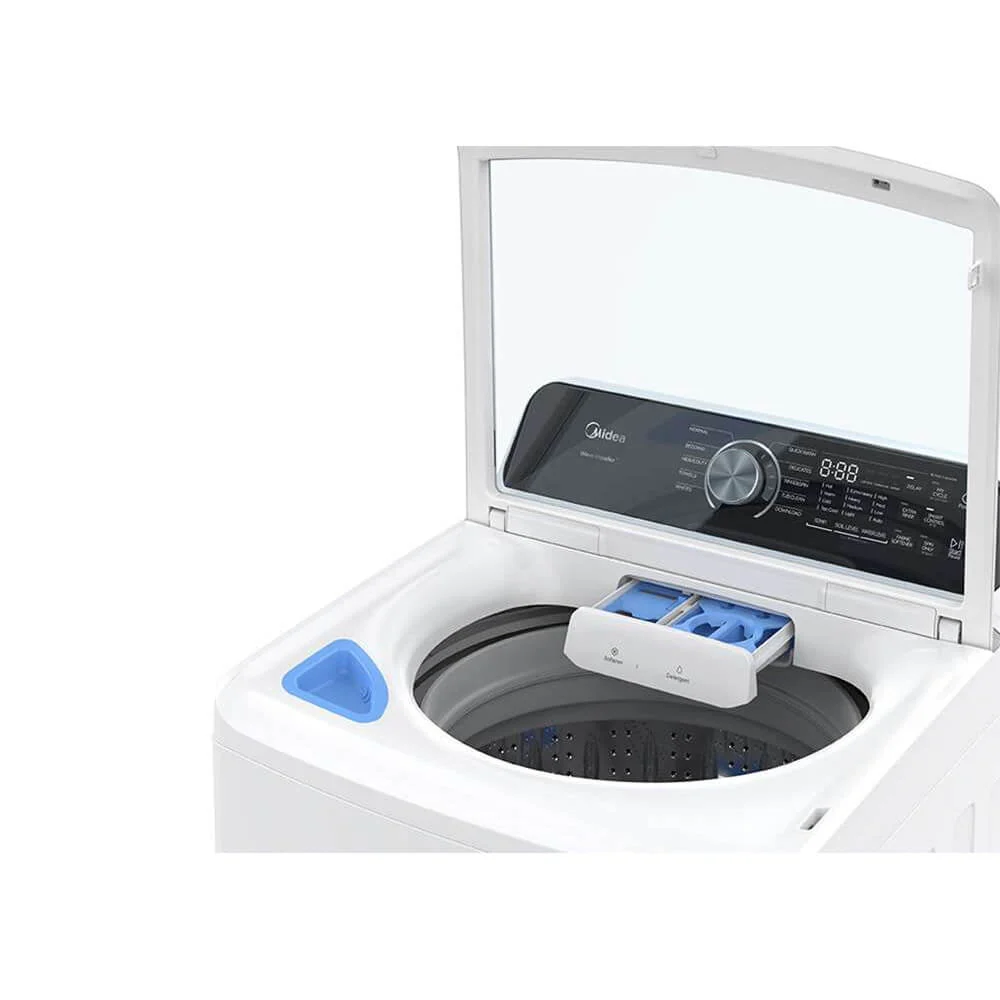 Midea MLTW44A4BWW 4.4 Cf Top Load Washer Agitator Stainless Tub