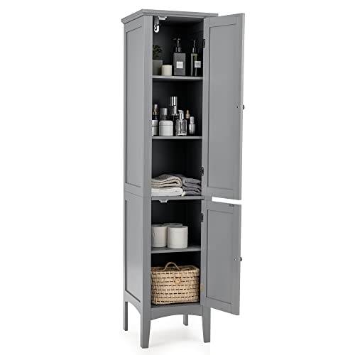 LOKO Tall Bathroom Floor Cabinet, Multifunctional Storage Cabinet with Doors, Narrow Slim Linen Tower for Bathroom, Living Room or Kitchen