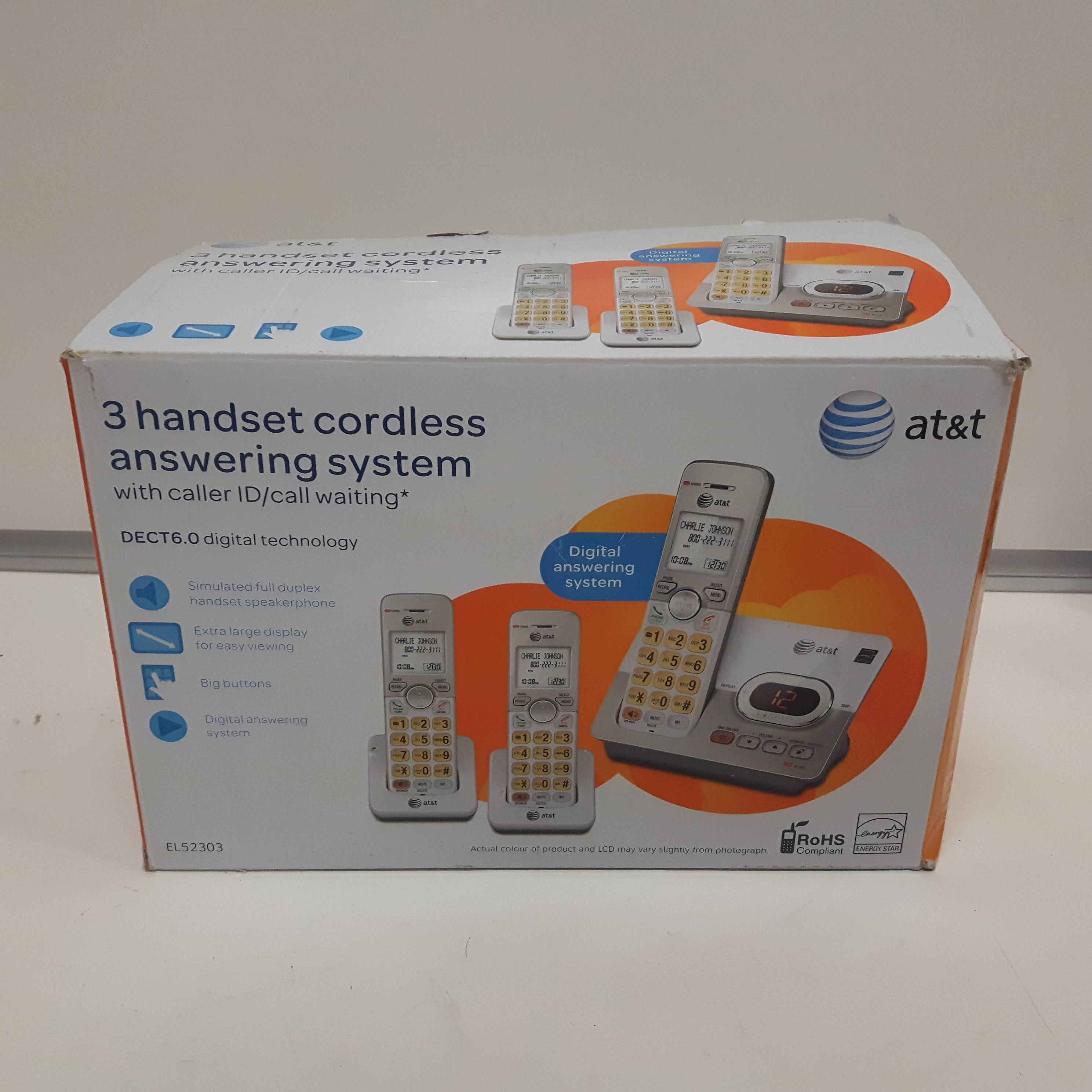 ATu0026T EL52303 Handset Cordless Answering System with Caller ID/Call Waiting - 3 count