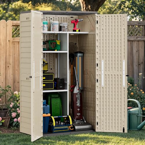 YITAHOME 60 cuft Vertical Outdoor Storage Shed w/o Shelf, Large Waterproof Storage Cabinet for Garden Shed, Tall Outdoor Storage Shed for Garage