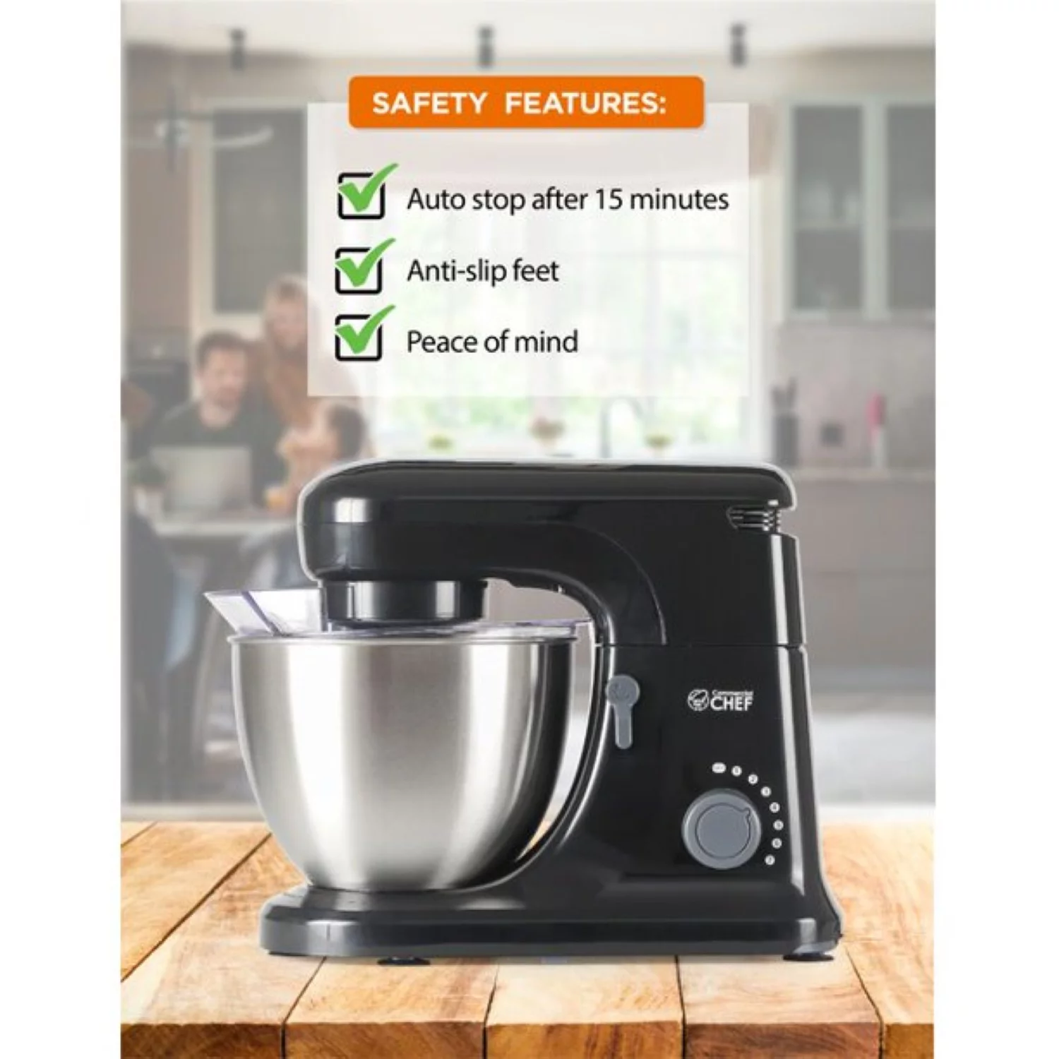 Commercial Chef 4.7 qt. 7-Speed Black Stand Mixer
