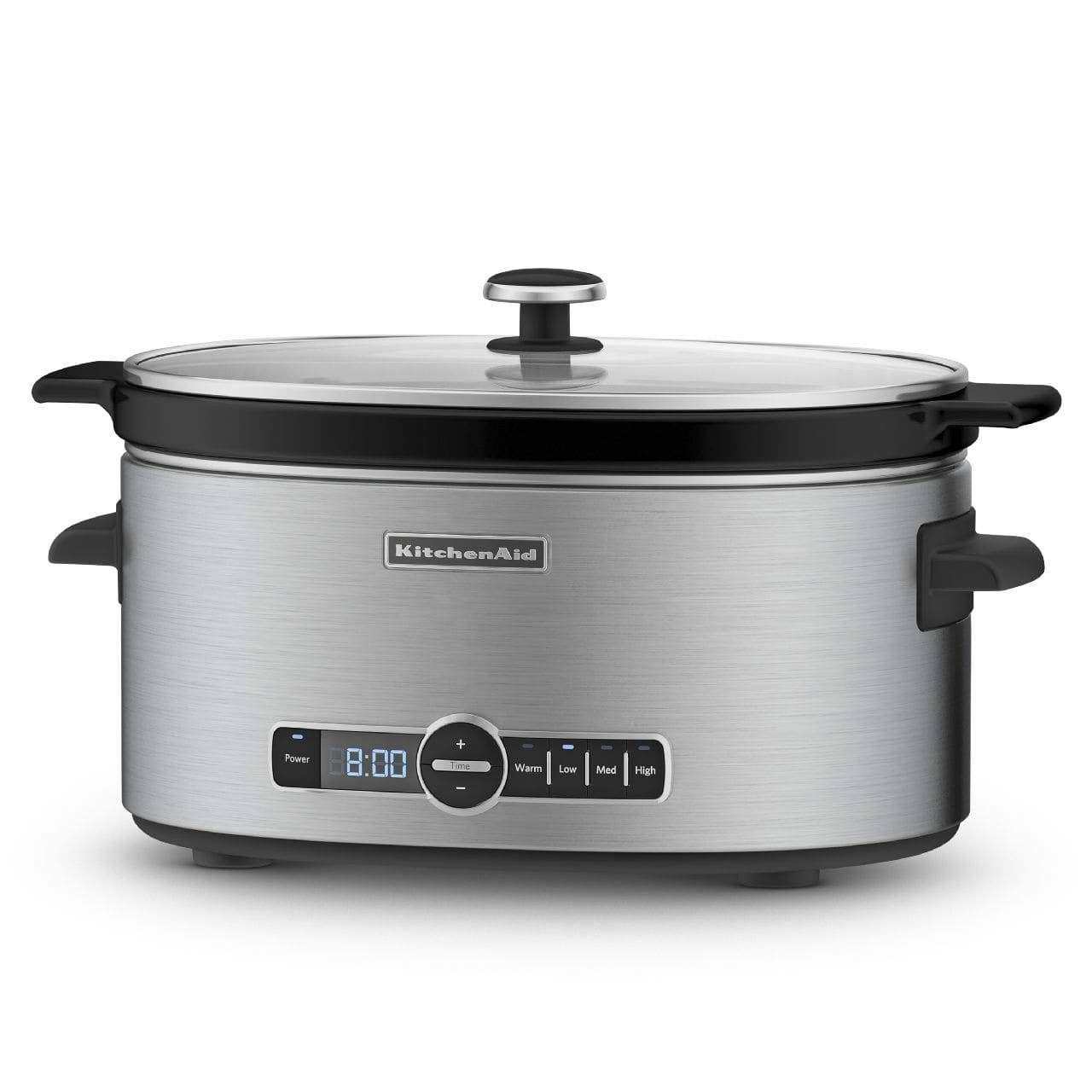 KitchenAid 6-Quart Slow Cooker with Solid Glass Lid, Stainless Steel