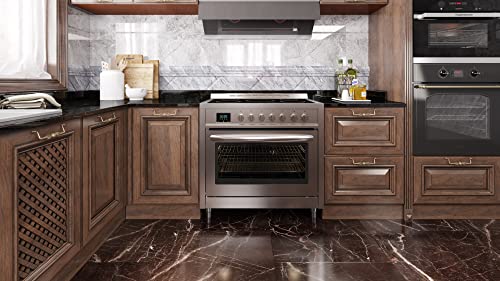 KoolMore 36 Inch All-Electric Range Oven with Ceramic Cooktop Burners, Stainless Steel Kitchen Stove with Large Capacity Convection Cooking