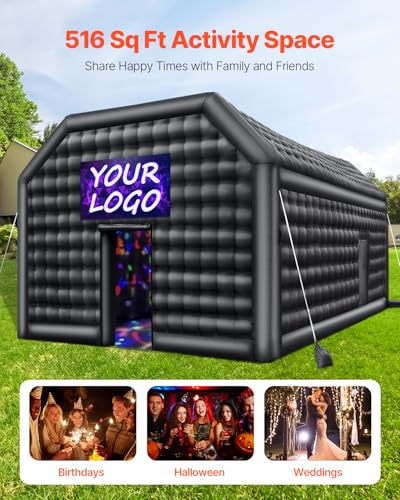 VEVOR Inflatable Nightclub, 26.2 x 19.7 x 13.1 Ft, Blow up Party Tent with Disco Lights & 1100W Blower, Large Inflatable Night Club Tent for Adults