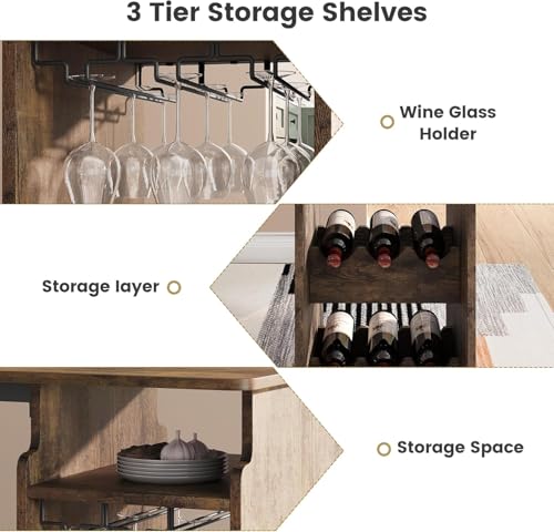GAOMON Small Kitchen Table for 2, Stylish Bar Table and Chairs Set with Storage Shelves, Perfect for Breakfast Nook or Dining Area