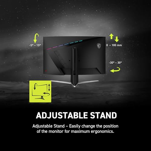 MSI MAG 325CQRXF E2 31.5-inch 2560 x 1440 (WQHD) Computer Monitor, 240Hz, Adaptive-Synch, HDMI, Display Port, VGA Port, VESA Mountable, Tilt
