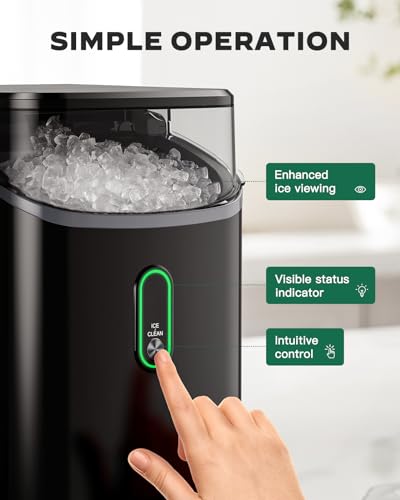 Nugget Ice Maker Countertop, Silonn Chewable Pellet Ice Machine with Self-Cleanin Function, 33lbs/24H Portable Ice Makers for Home Kitchen Officce