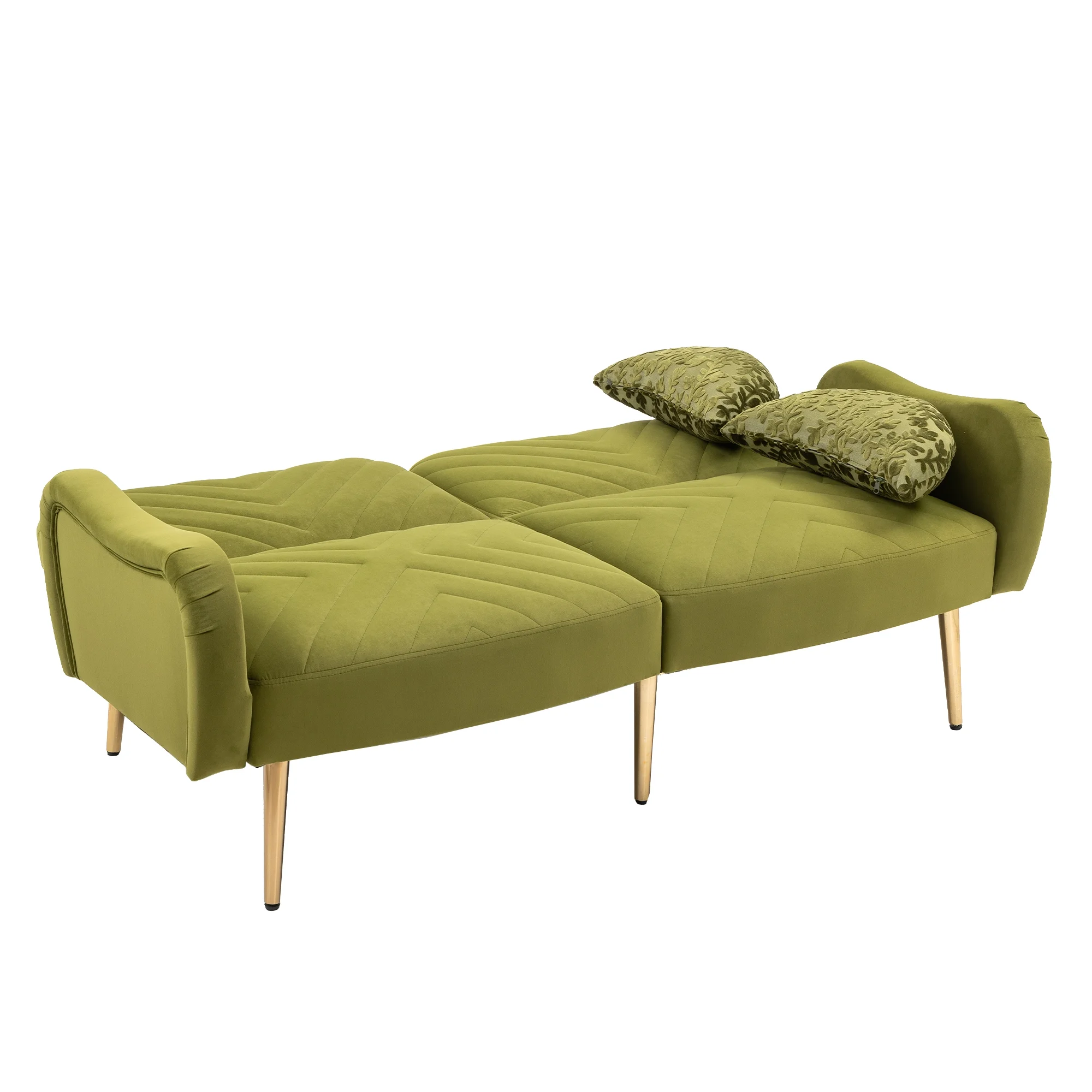 Pouseayar 65" Futon Sofa Bed, Upholstered Convertible Folding Sleeper Sofa Bed with Pillows for Living Room, Bedroom, Green