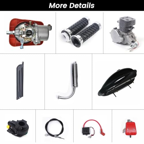 Upgraded Bicycle Engine Kit, 2 Stroke Motorized Bike Engine Motor Kit 100cc Super Fuel-efficient Fit Modified Full Set for 26"-28" Bikes
