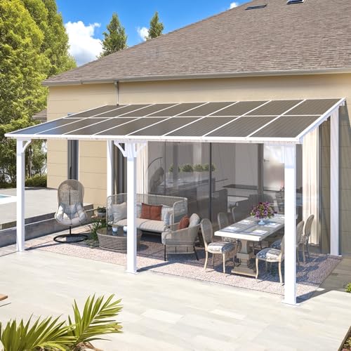 AECOJOY 10&rsquo; x 10&rsquo; Gazebo, Wall Mounted Gazebos Pergola on Clearance, Outdoor Patio Lean to Gazebo Awnings for Deck, Porch