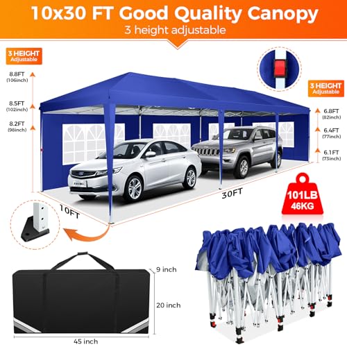 COBIZI 10x10 Pop up Canopy Tent Protable Canopy Tent with 4 Sidewalls Waterproof Commercial Instant Shelter for Parties, Wedding
