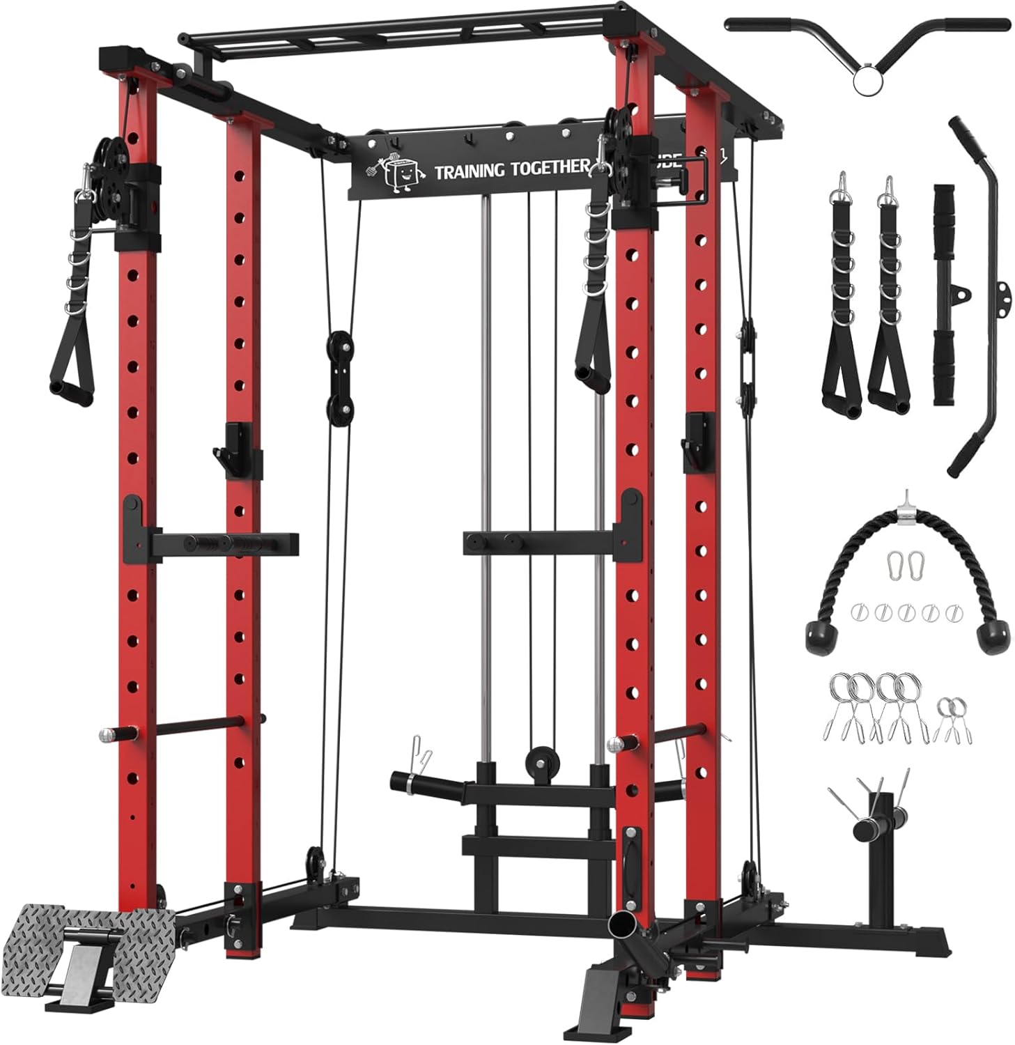 Mikolo Power Cage, Power Rack with Cable Crossover System, 1500LBS Squat Rack with Lat Pull Down System