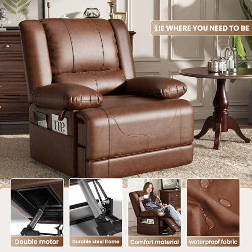 Large Dual Motor Power Lift Recliner Chair with Massage and Heat for Elderly People, Infinite Position,USB Ports and Remote Control