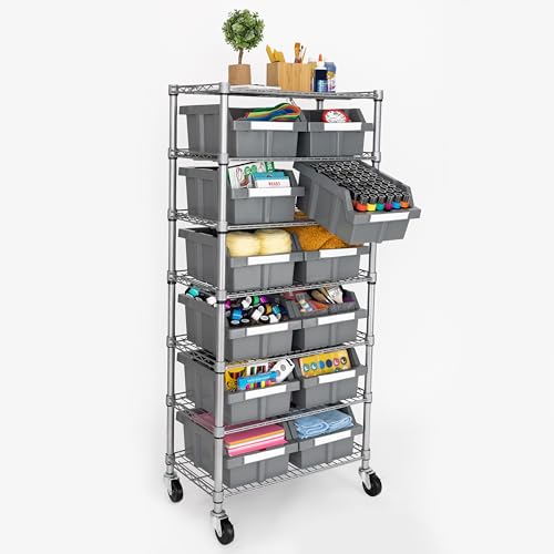 Seville Classics Heavy Duty NSF Bin Rack Solid Steel Wire Shelving Storage Unit, Patented Organizer for Garage, Warehouse, Office, Restaurant