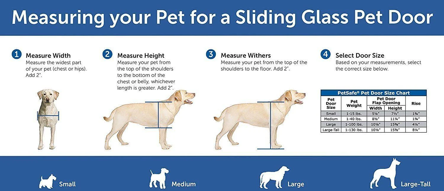 PetSafe Patio Pet Door Panel Cat Dog Aluminum Frame Sliding Glass Flap Fits Medium White