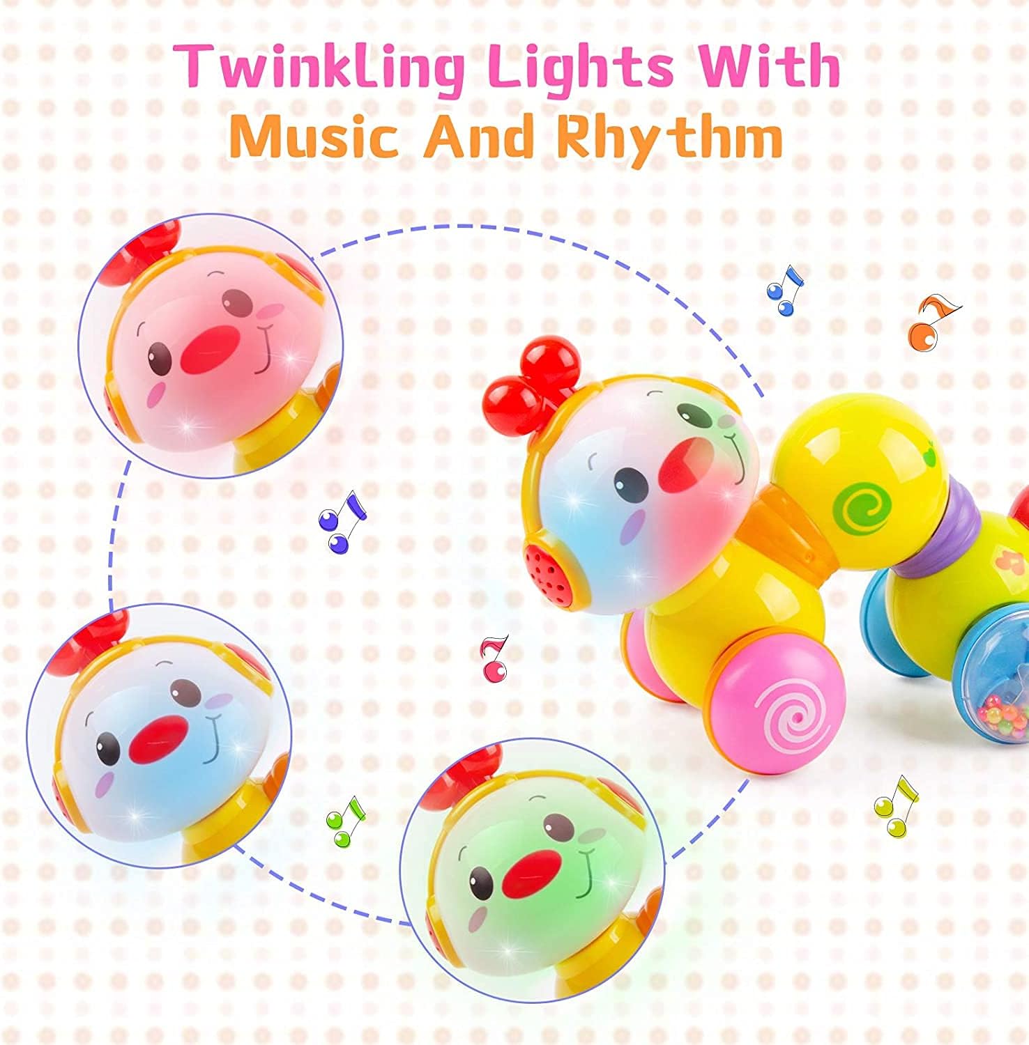 BABYFUNY Baby Learning Toys 6 to 12 Months - Press and Go Baby Crawling Toys - Light up Music 6 Month Toys - Baby Toys 12-18 Months