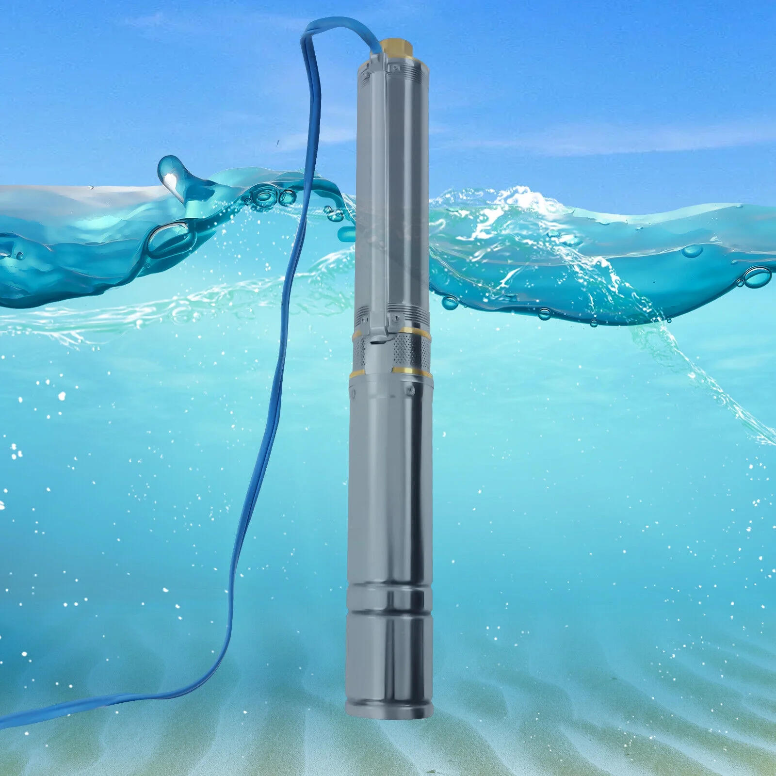 FETCOI 1.5HP Deep Well Pump Submersible Well Pump 24GPM 110V Pump - Stainless Steel
