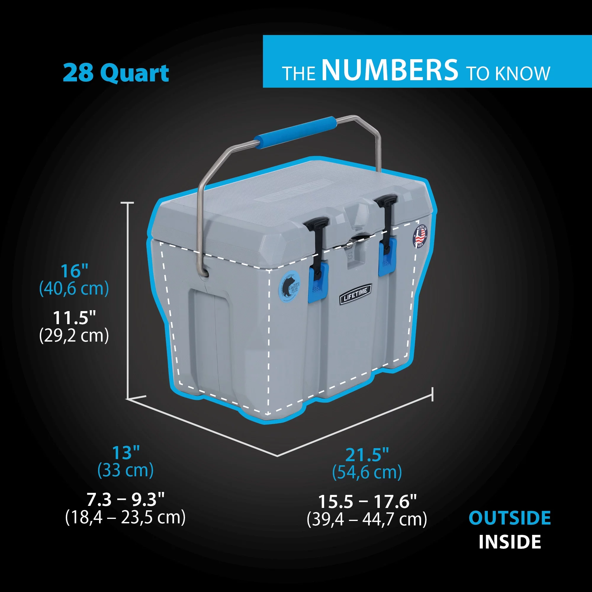 Lifetime 28 Quart High Performance Polyethylene Cooler, Sky Blue (91020)