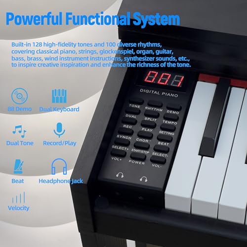 Digital Piano 88 Keys,Keyboard Piano,Touch-Sensitive,Electric Piano,Semi Weighted,Upright,Acoustic,Beginners,Adults,Full Size,Stand,Pedal