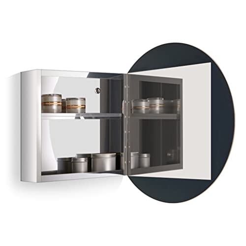 Round Bathroom Mirror Cabinet, Bathroom Wall Storage Cabinet Mirror Medicine Cabinet, Medicine Cabinets for Bathroom with Mirror