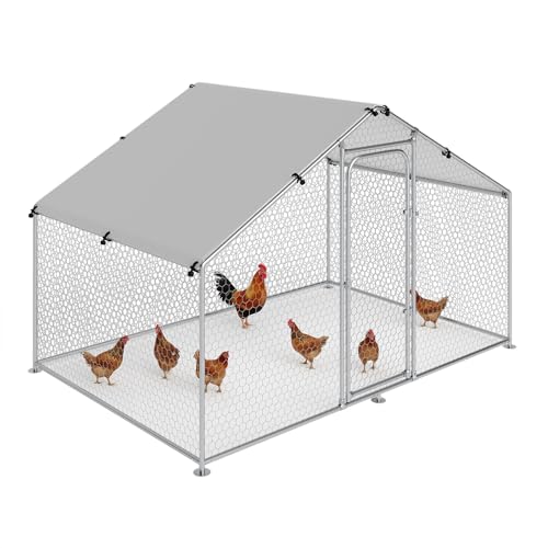 Chicken Coop Poultry Cage Large Metal Hen Run with Water-Resident Cover for Rabbit Duck House Outdoor Walk-in Chicken Pen for Yard