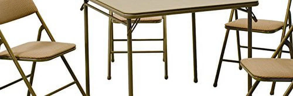 Cosco 5-Piece Folding Table and Chair Set, Tan