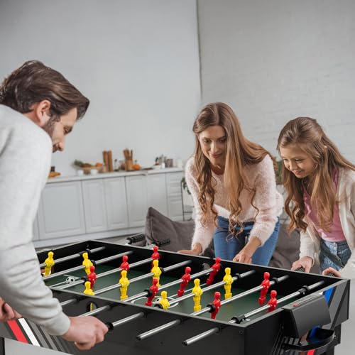 GYMAX 4 in 1 Multi Game Table, 49" Combo Game Table with Foosball Table, Pool Billiards, Air Hockey & Table Tennis for Kids Adults Family Game Room