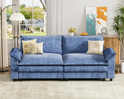 Homall 119" Modular Sectional Sofa, L Shaped Sofa Couch with Reversible Ottoman, DIY Combination Chenille Deep 3-Seat Cloud Couch for Living Room
