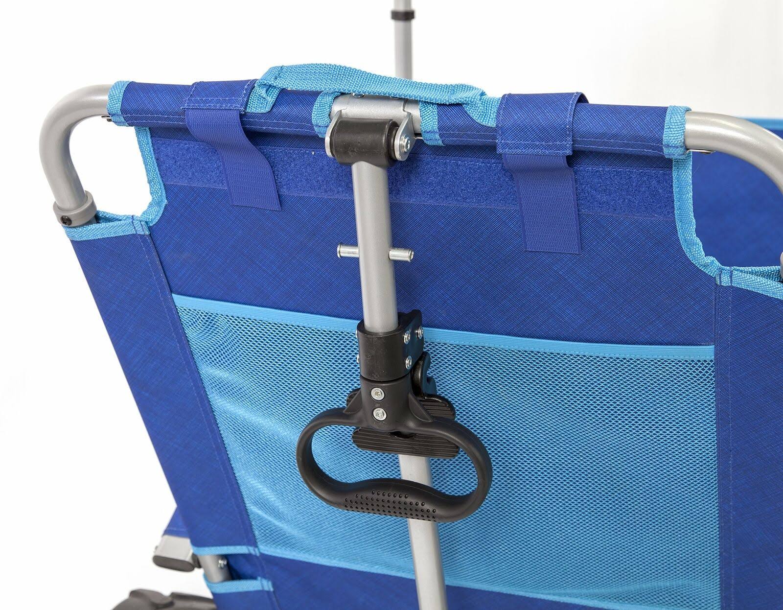 Mac Sports Beach Day Foldable Chaise Lounge Chair u0026 Integrated Pull Cart Combo, Blue