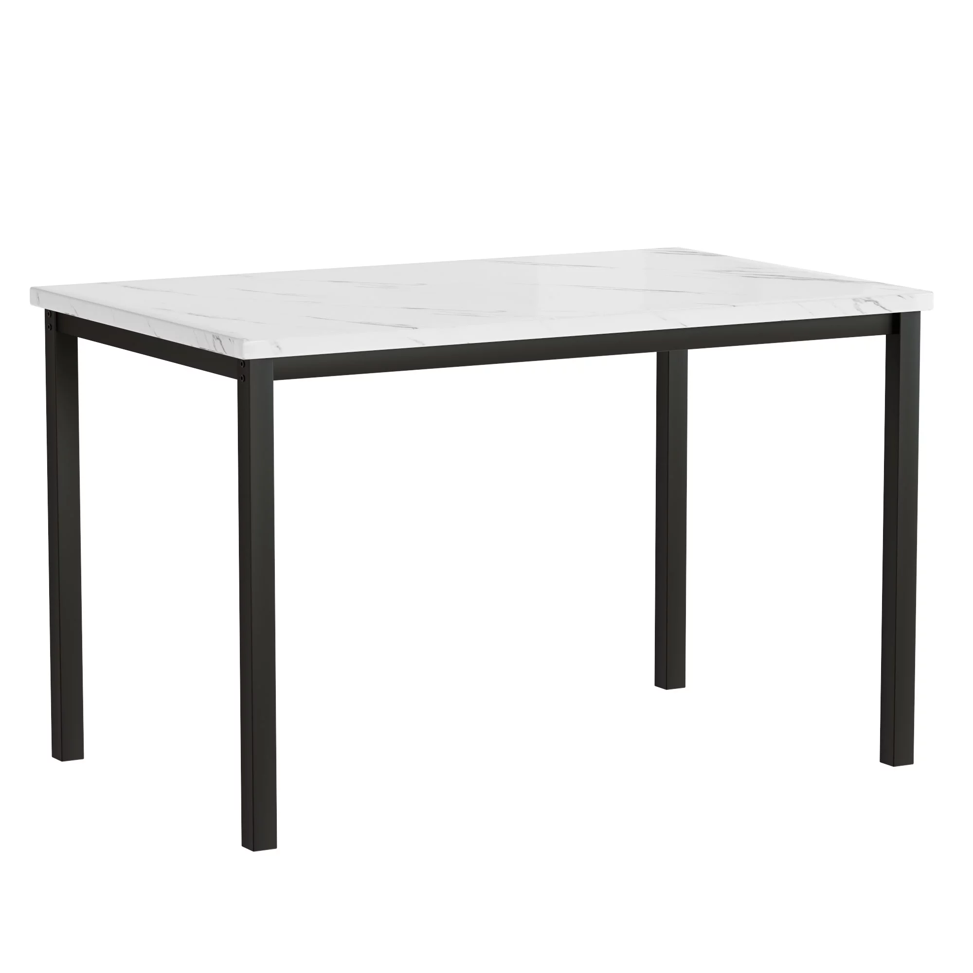 Modern Dining Set for 4, 5-Piece Dining Table and Chairs Set, 1 Table with White Marble Top, 4 Blue Velvet Chairs for Kitchen Dining Room Living Room