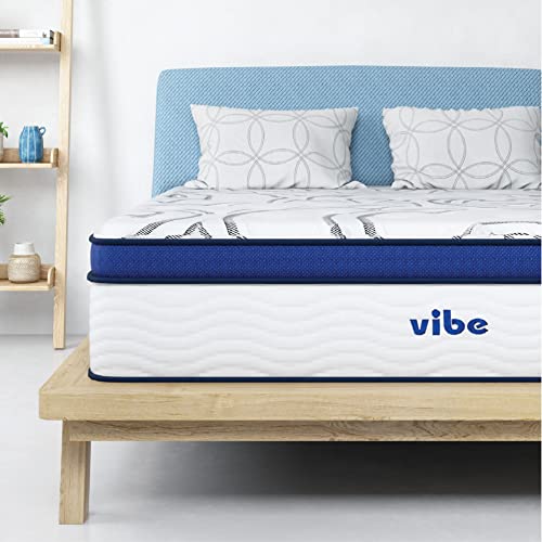 Vibe Gel Memory Foam Mattress, 12-Inch CertiPUR-US Certified Bed-in-a-Box, Queen, White