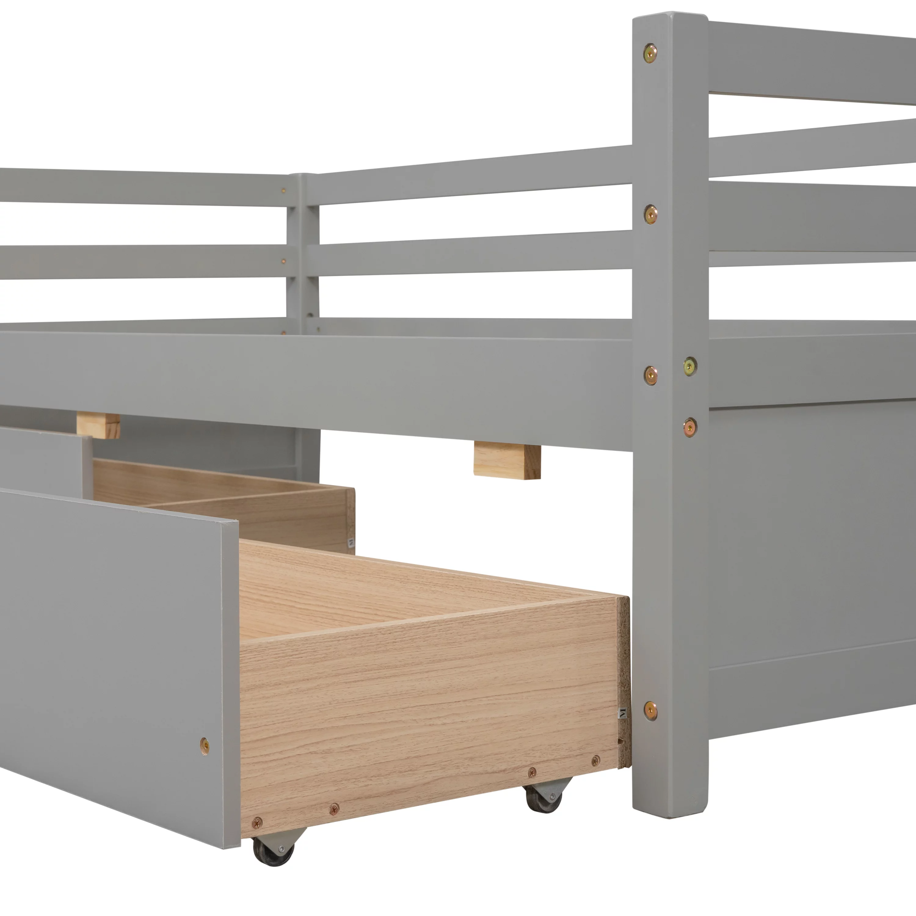 EUROCO Twin Wood Daybed, Sofa Bed with Two Drawers for Bedroom & Living Room, Gray