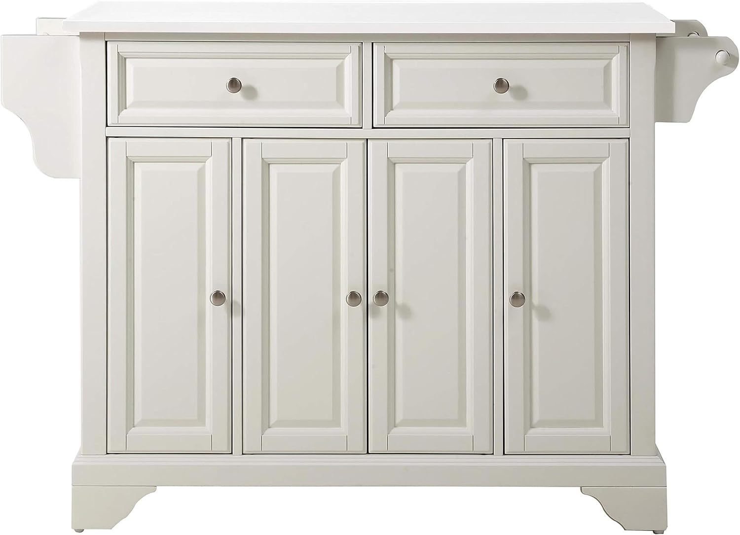 Crosley Furniture Lafayette Full Size Kitchen Island with Solid White Granite Top, White